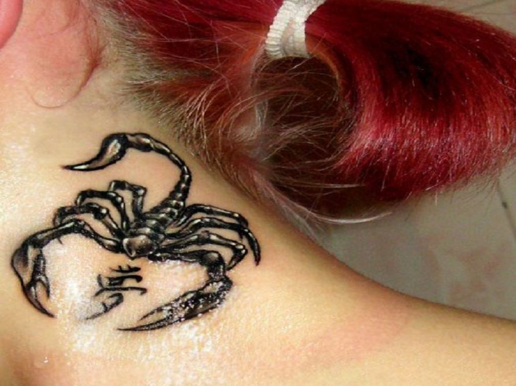 Awesome Scorpion Kanji Tattoo For Neck Pictures