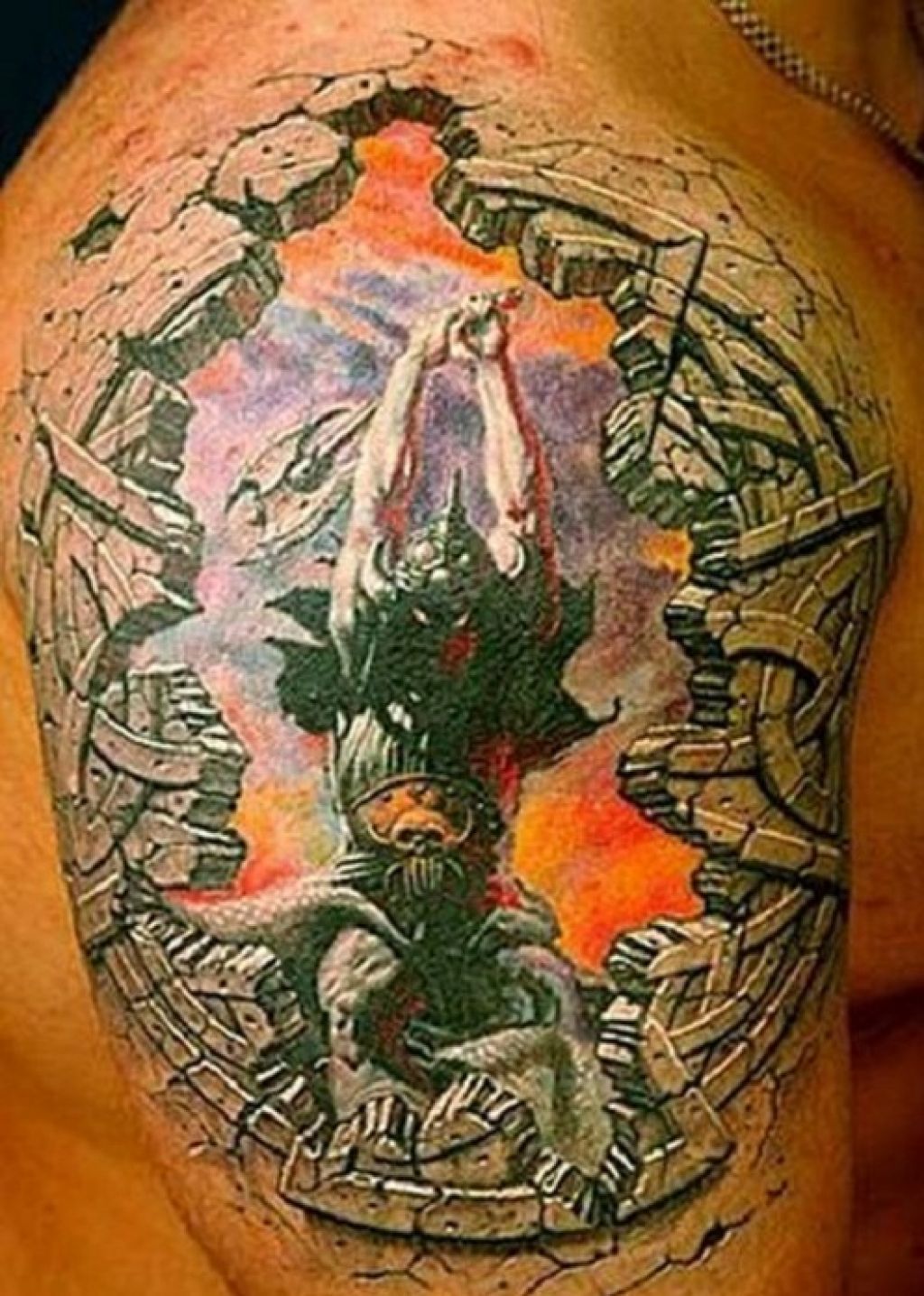 Colorful Men 3D Tattoo Design On Shoulder Pictures Colorful Men 3D Tattoo Design On Shoulder Pictures