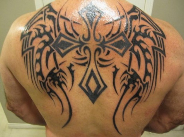 Dashing Back Tribal Cross Tattoos Dashing Back Tribal Cross Tattoos