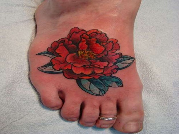 Foot Peony Cover Up Tattoo Ideas