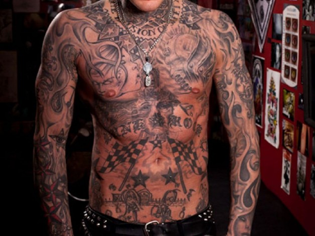 Full Frontal Torso And Hands Tatoo Carved In Black Ink Full Frontal Torso And Hands Tatoo Carved In Black Ink