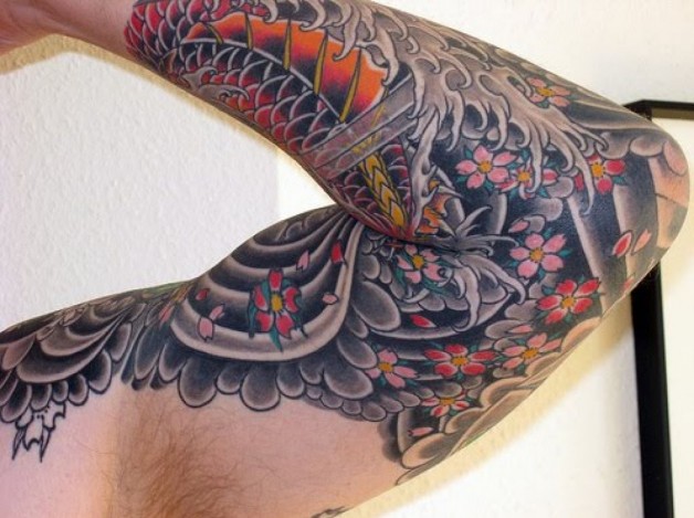 Japanese Sleeve Water Tattoo Design