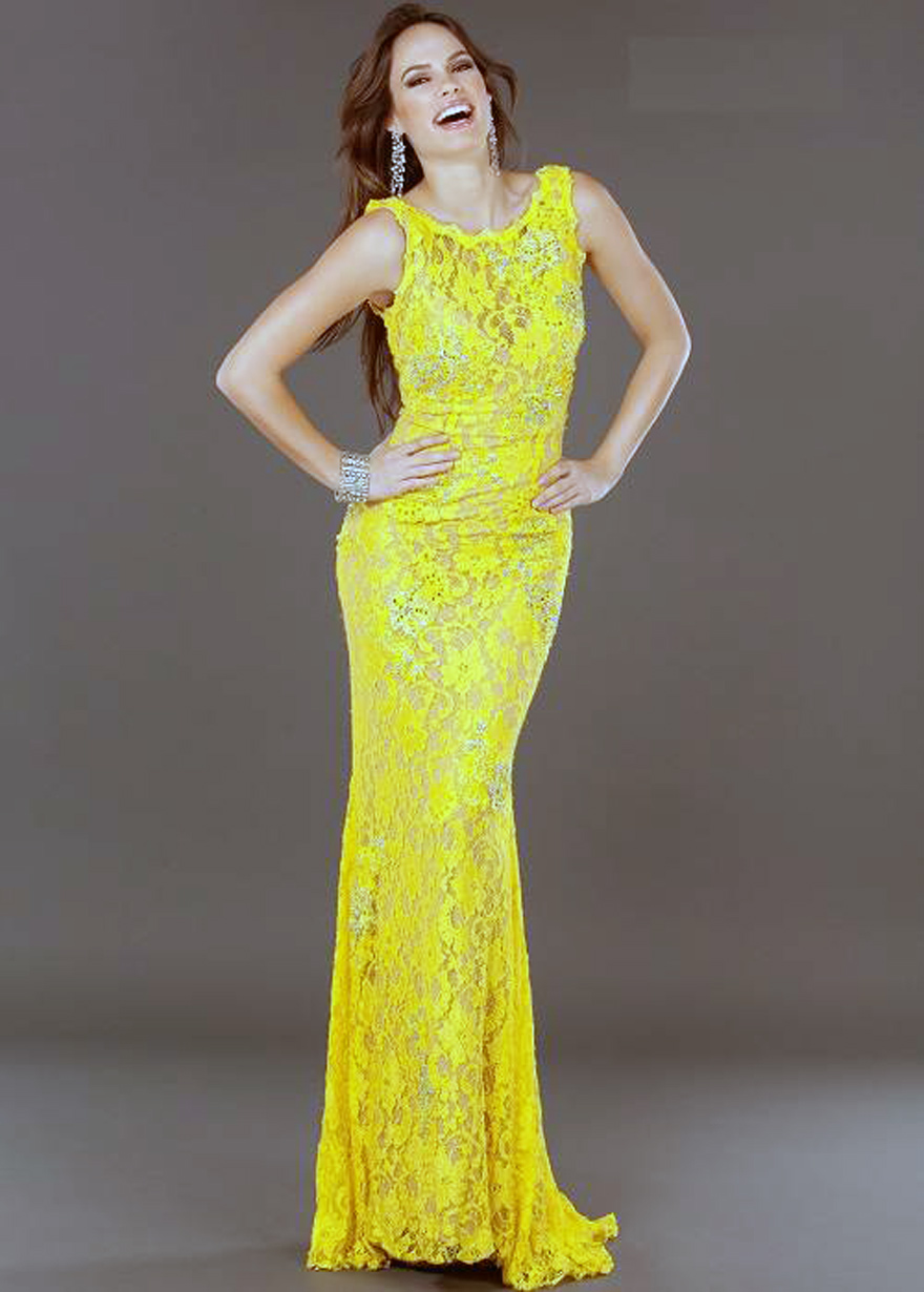 Jovani Long Lace Evening Dresses Yellow Jovani Long Lace Evening Dresses Yellow