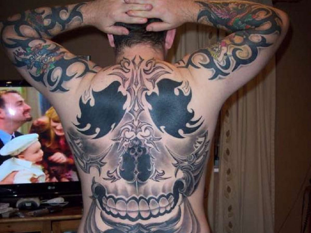 Metal Gothic Full Body Tattoo On Back And Hands Pictures