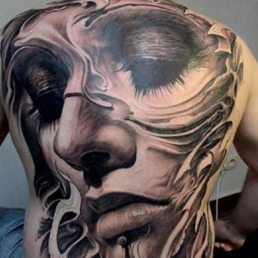 New Eternal Love Full Body Tattoo Showing Girl Face With Half Closed Eyes Pictures