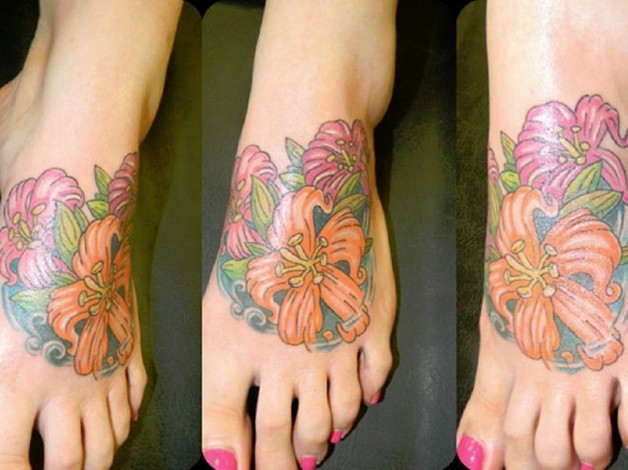 Orange Foot Tribal Hibiscus Tattoo Orange Foot Tribal Hibiscus Tattoo