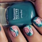 Teal Nails With Design Rose Pictures Teal Nails With Design Rose Pictures