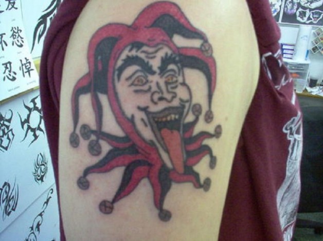 Upper Arm Red Joker Tattoos Upper Arm Red Joker Tattoos